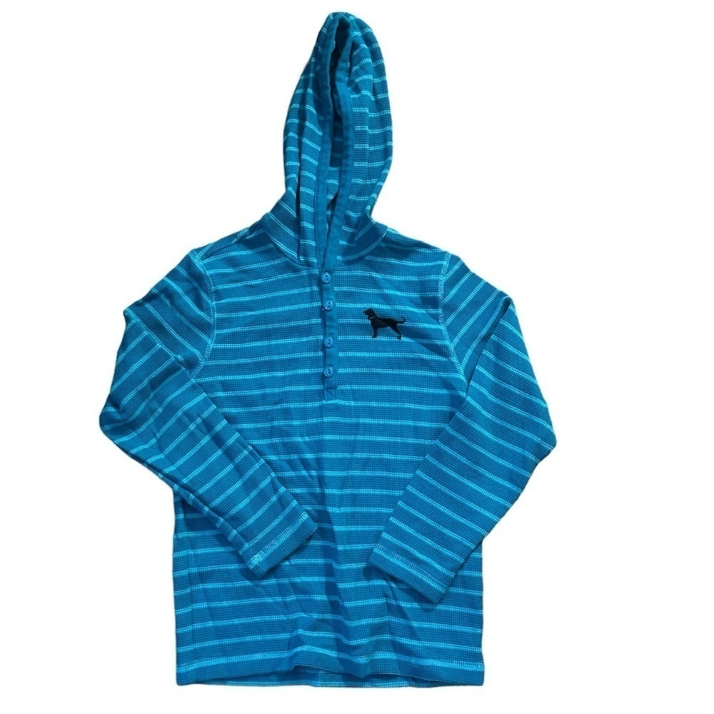 The Black Dog thermal striped‎ hoodie pull over medium